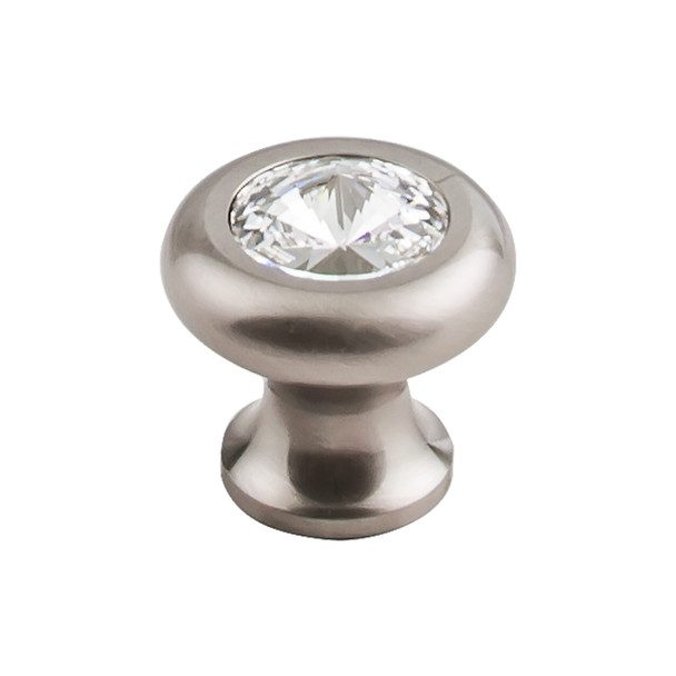 1-3/16" Crystal Clear Knob - Brushed Satin Nickel