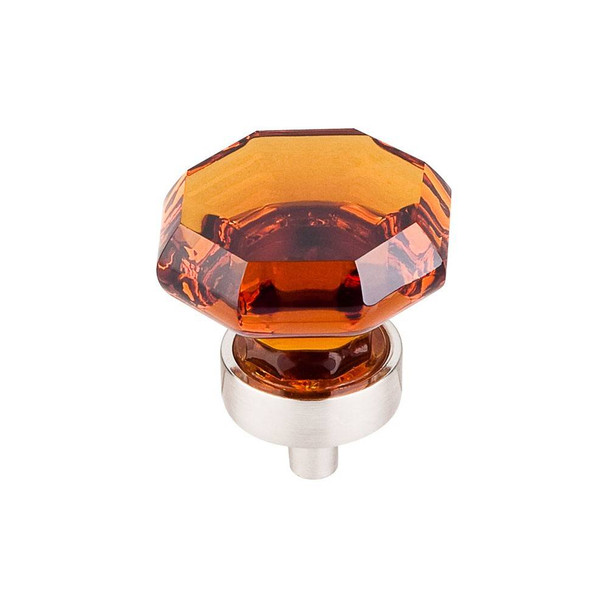 1-3/8" Dia. Octagon Crystal Knob w/ Brushed Satin Nickel Base - Wine Crystal/Brushed Satin Nickel