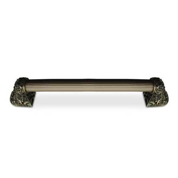 8" CTC Acanthus / Fluted Bar Pull - Antique Brass