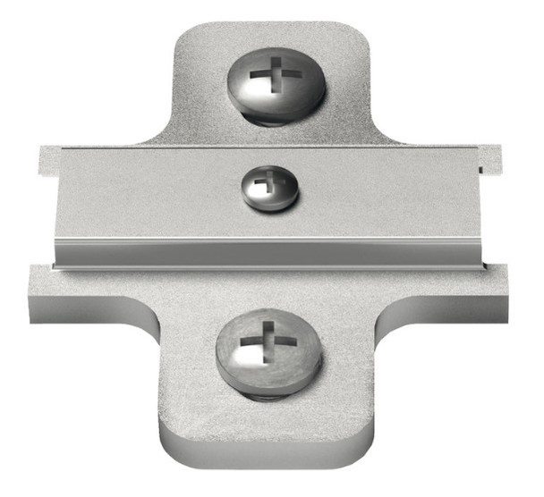 Salice B2VGH69/17 Slide-On Mounting Plate, steel, nickel-plated, with pre-installed 11mm euroscrews, 6mm Mod 8