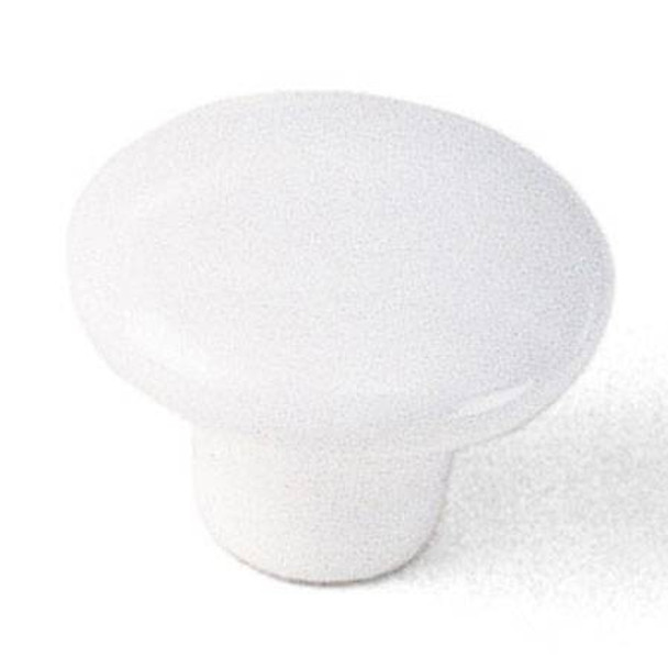 1-1/4" Dia. Round Porcelain Knob - White