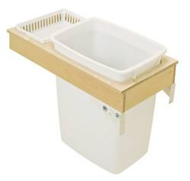 Trash Can, with soft close, side mount, single, maple, 11 7/8" x 22" x 3 1/2"