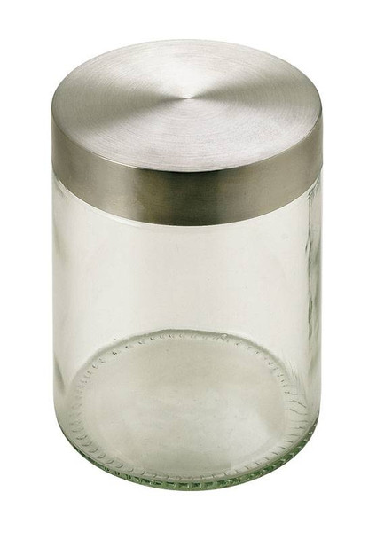 Fineline Storage Container, glass, stainless steel lid, diameter=120mm 4 3/4"