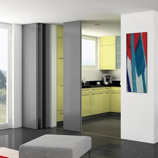 HAWA Aperto 60/H sliding door set, type H, with single bolt lock, profile cylinder, and guide pin