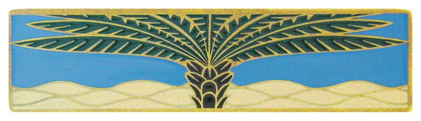 3" CTC Royal Palm / Periwinkle Horizontal Pull - Antique Brass (Enameled)