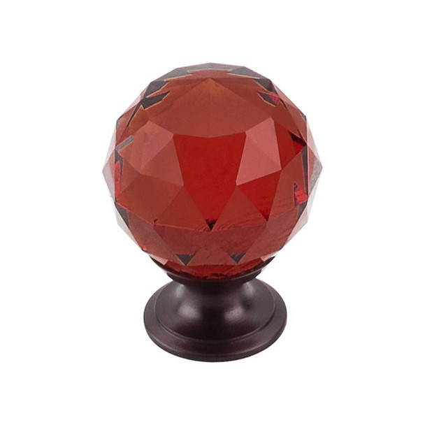 1-3/8" Dia. Crystal Knob w/ Oil Rubbed Bronze Base - Wine Crystal/Oil-rubbed Bronze