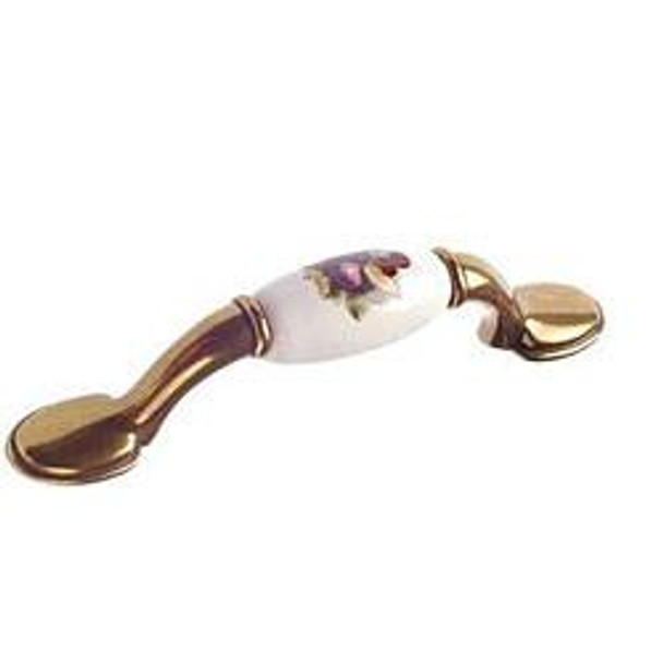 3" CTC Country Expression Style Burnished Brass and Ceramic Pull - Plum