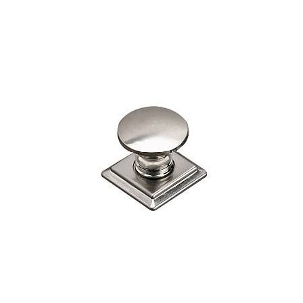 32mm Dia. Classic Expression Flat Round Knob With Backplate - Brushed Nickel