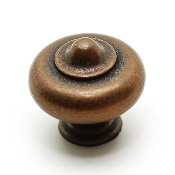 1-1/4" Dia. Country Style Collection Mission Round Knob - Burnished Brass