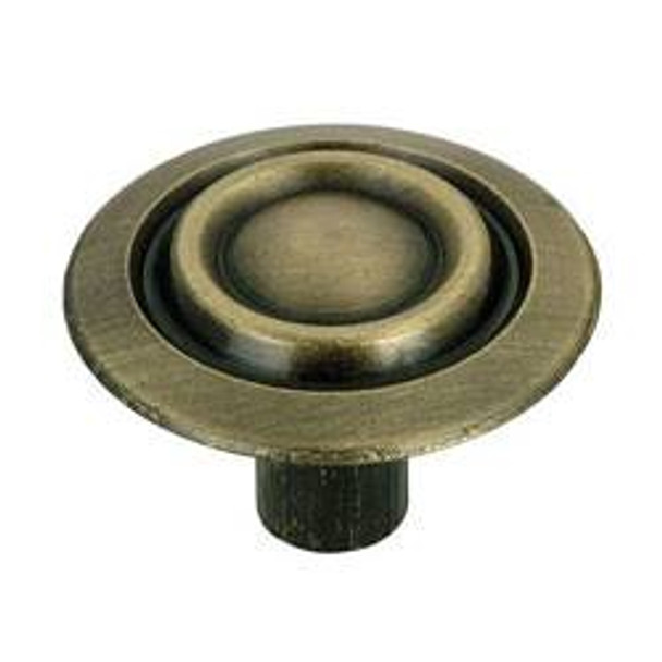 1-1/8" Dia. Country Style Collection Colonial Indented Round Ring Knob - Antique English