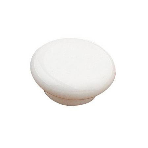 52mm Dia. Country Expression Style Plain Ceramic Round Knob - White