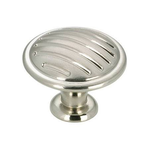 30mm Dia. Modern Collection Round Lined Knob - Brushed Nickel