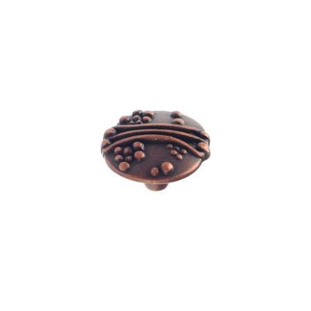 30mm Dia. Village Expression Collection Ornate Round Knob - Antique Copper