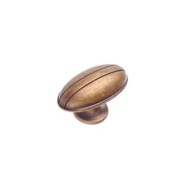 49mm Village Deco Collection Oval Knob - Burnished Brass