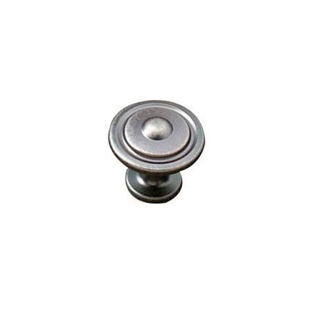 32mm Dia. Rustic Village Expression Ringed Round Knob - Pewter