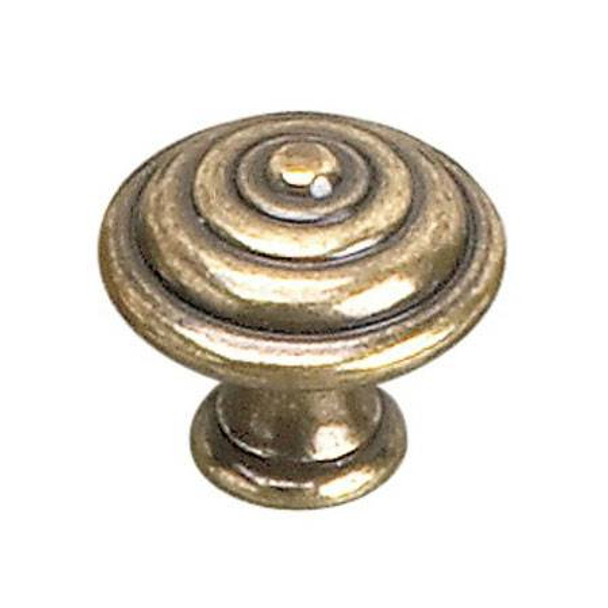 30mm Dia. Transitional Provencale Inspiration Collection Round Knob - Burnished Brass