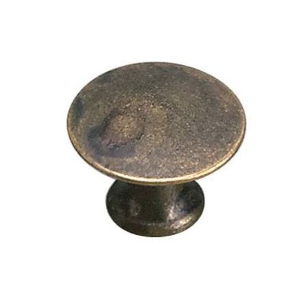 25mm Dia. Povera Inspiration Collection Flat Round Knob - Oxidized Brass