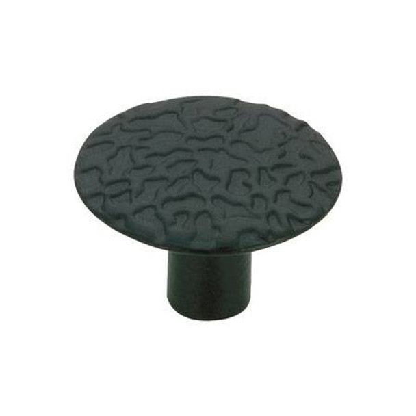 1-1/16" Dia. Mission Rustic Country Style Collection Hammered Round Knob - Black