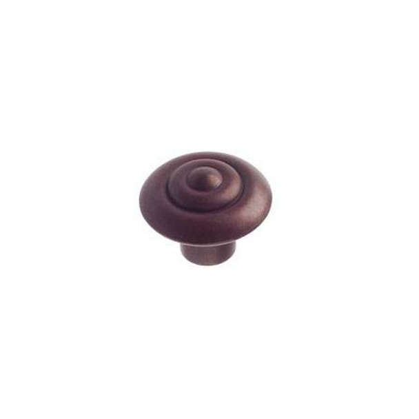 32mm Dia. Country Style Ringed Round Knob - Hammered Rust