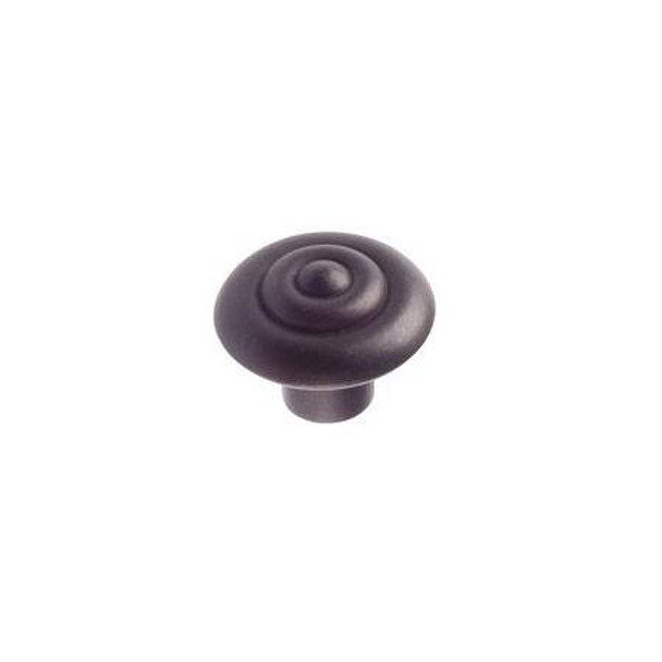 32mm Dia. Country Style Ringed Round Knob - Wrought Iron