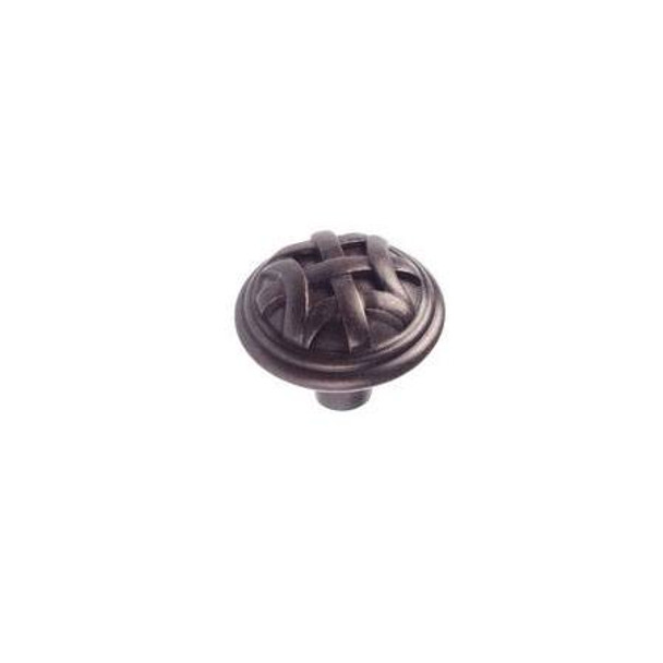 32mm Dia. Country Style Woven Round Knob - Wrought Iron