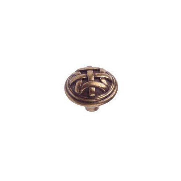 32mm Dia. Country Style Woven Round Knob - Burnished Brass