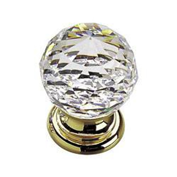 30mm Dia. Murano Multi-Faceted Crystal Round Knob - Clear