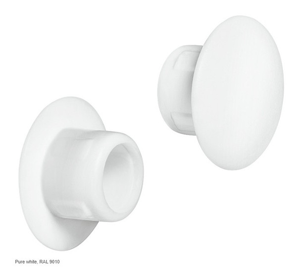 Cover Cap, plastic, white, 13mm diameter, 8mm post length