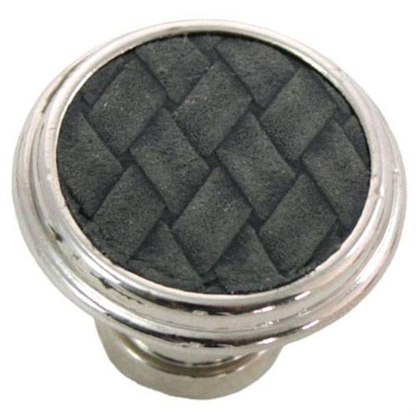 1-1/8" Dia. Round Churchill Knob - Polished Nickel / Black