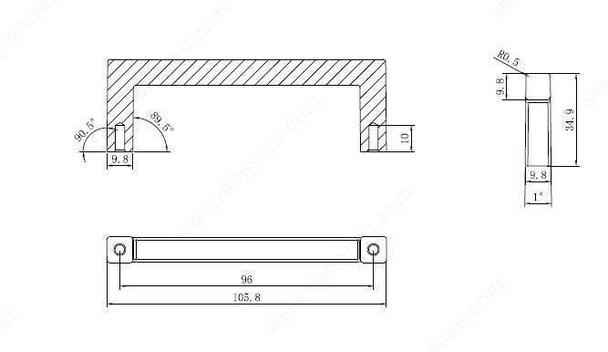 96mm CTC Contemporary Expression Rectangular Pull - Brushed Nickel