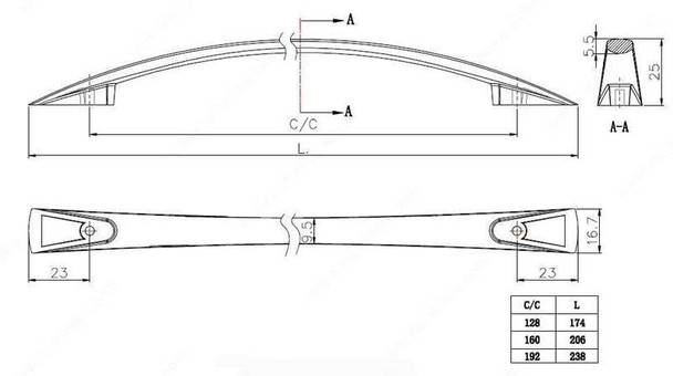 160mm CTC Modern Expression Bow Pull - Antique Nickel