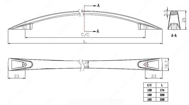 128mm CTC Modern Expression Bow Pull - Brushed Nickel