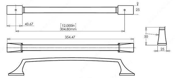 12" CTC Transitional Ramp Cabinet Pull - Nickel