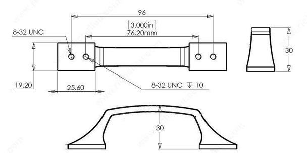 96mm CTC Transitional Ramp Cabinet Pull - Nickel