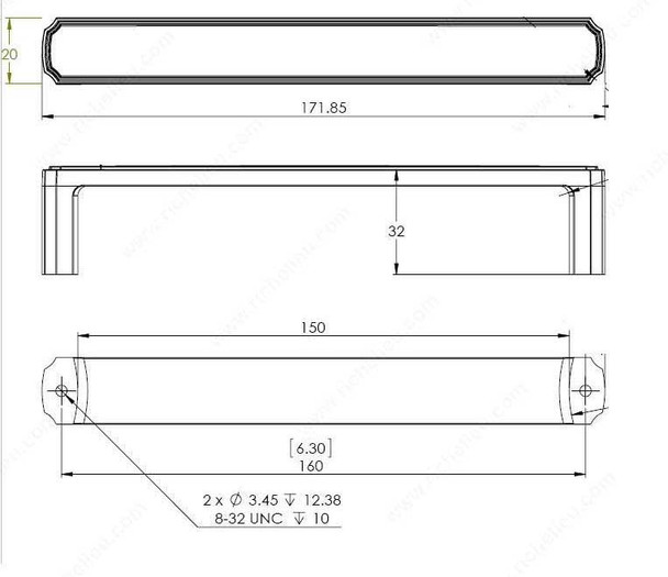 160mm CTC Transitional Flat Bench Pull - Oil Rubbed Bronze