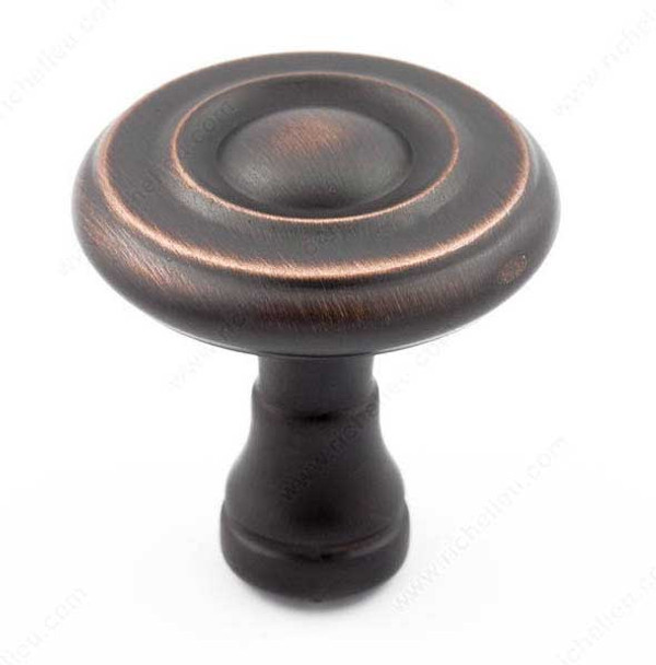 32mm Dia. Classic Indented Round Ring Round Knob - Oil Rubbed Bronze