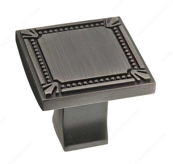 35mm Square Classic Flat Top Square Base Knob - Antique Nickel