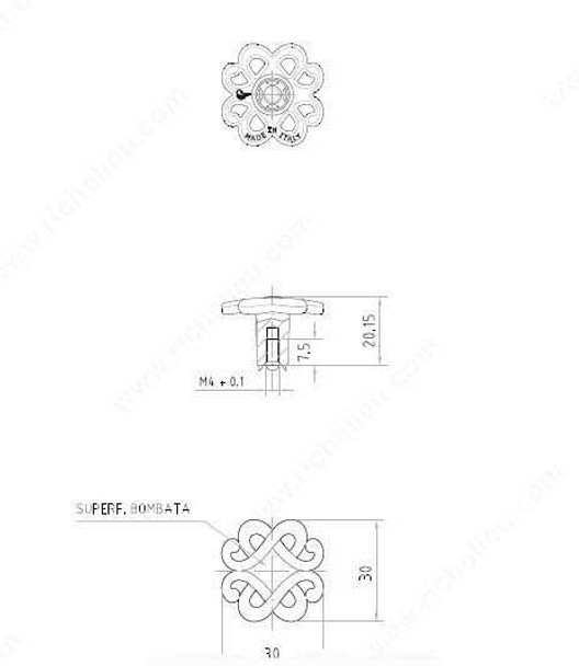 30mm Art Deco Style Woven Pattern Knob - Faux Iron