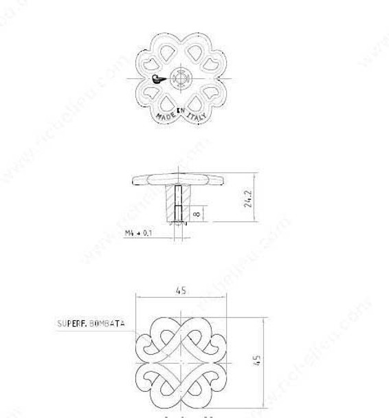 45mm Art Deco Style Woven Pattern Knob - Old America