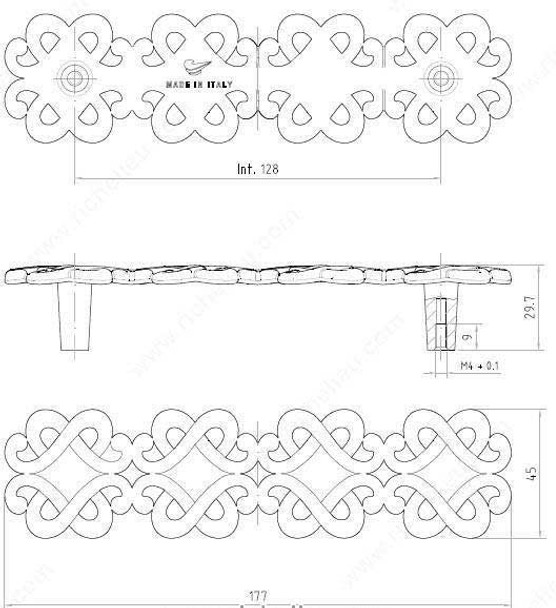 128mm CTC Art Deco Style Woven Pattern Pull - Chrome