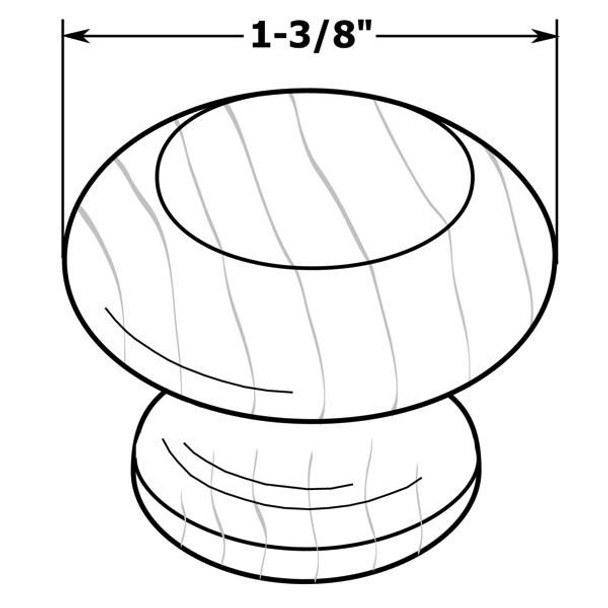 1-3/8" Dia. Country Style Round Wood Knob - Unfinished Maple