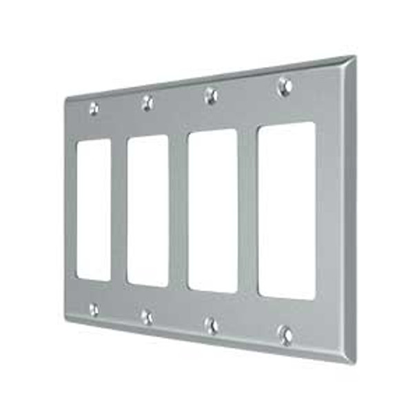 Quadruple Rocker Transitional Switch Plate - Brushed Chrome