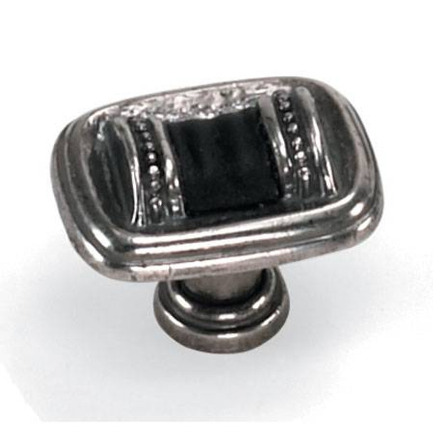 1-3/8" Sirocco Knob - Black Leather with Silverado