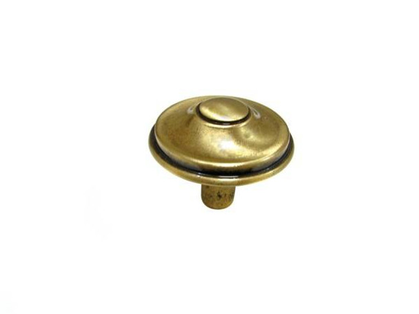 33mm Dia. Inspiration Art Deco Brass Round Knob - Floral Brass