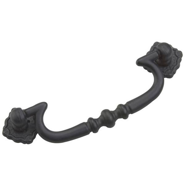 96mm CTC Country Style Colonial Drop Pull - Matt Black Iron