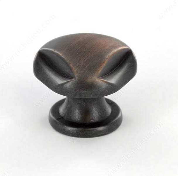 33mm Country Style Indented Knob - Oil Rubbed Bronze