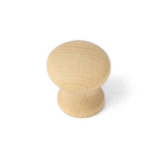 1-1/4" Dia. Round Wood Mushroom Knob - Hardwood