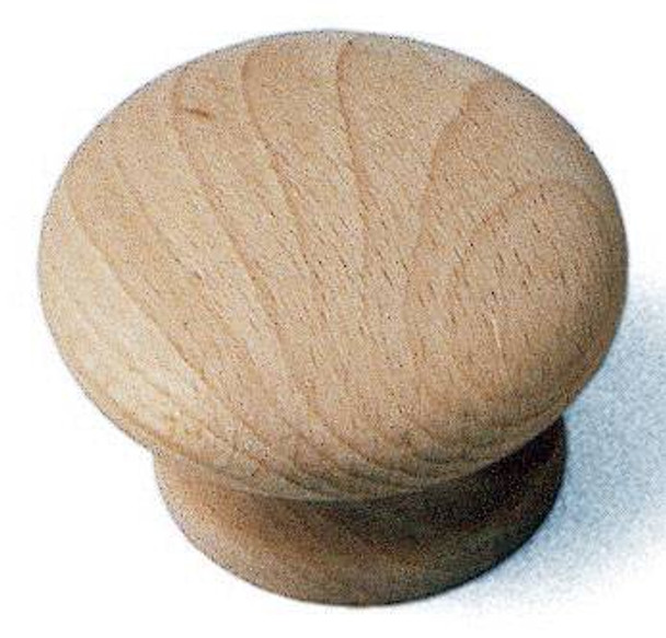 1-3/4" Dia. Round Wood Mushroom Knob - Hardwood