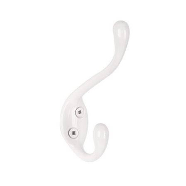 120mm Urban Style Double Coat Hook - White