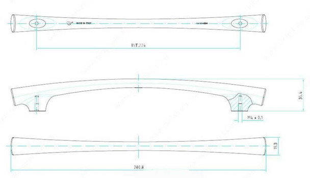 224mm CTC Tapered Middle Bar Pull - Graphite